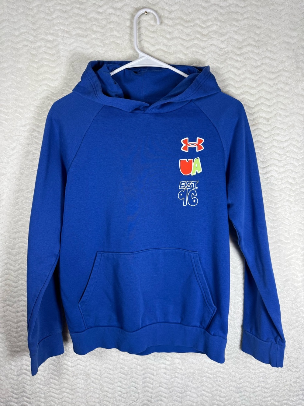 Under Armour Kids Royal Blue Hooded Pullover with Color Graphics